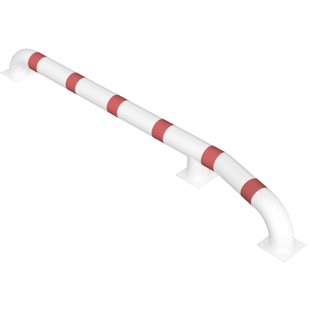 Truck pull in assist | hot-dip galvanized and white coatedwith red reflecting stripes | angled to the left side,total length: approx. 3000 mm